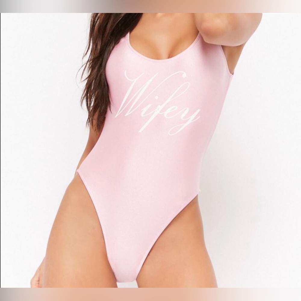 Forever 21 Pink 'Wifey' Swimsuit